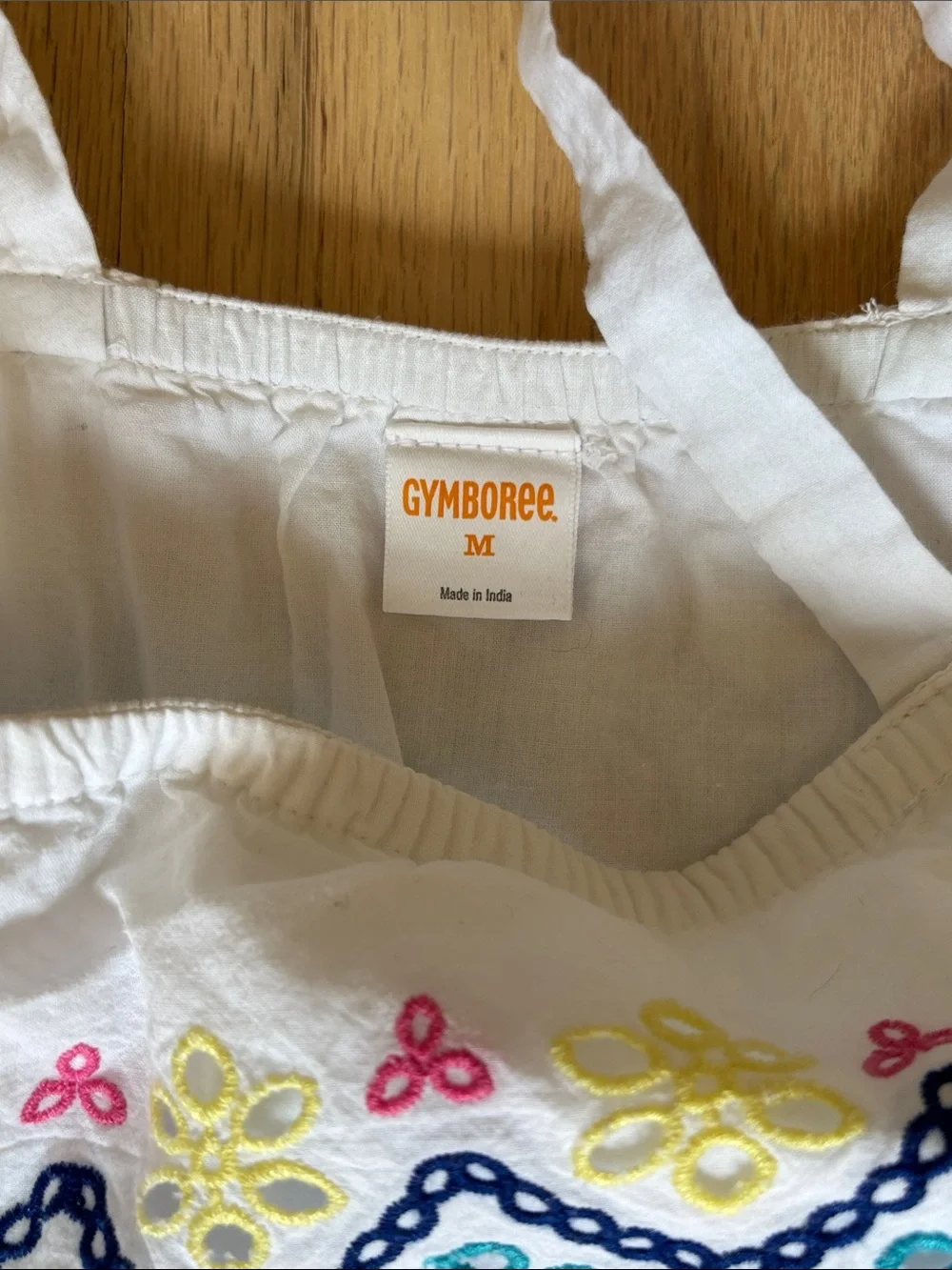 Gymboree White Tank Top with Multicolor Scalloped Embroidery